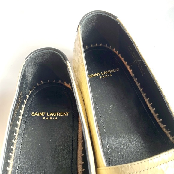 Saint Laurent Cream Lacquered Ayers Espadrilles - Picture 9 of 11